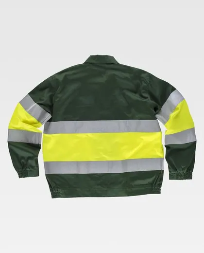 Cazadora con 2 cintas de Alta Visibilidad Verde Oscuro / Amarillo