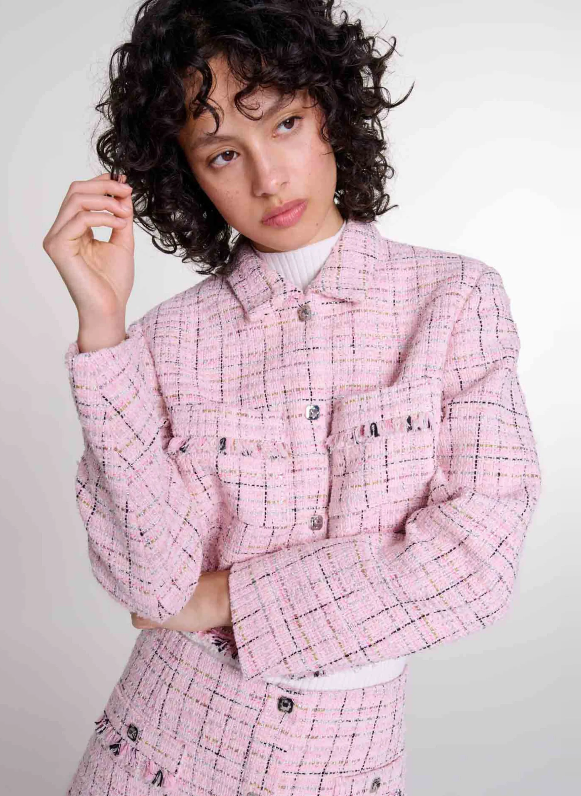 Cazadora de tweed en rosa