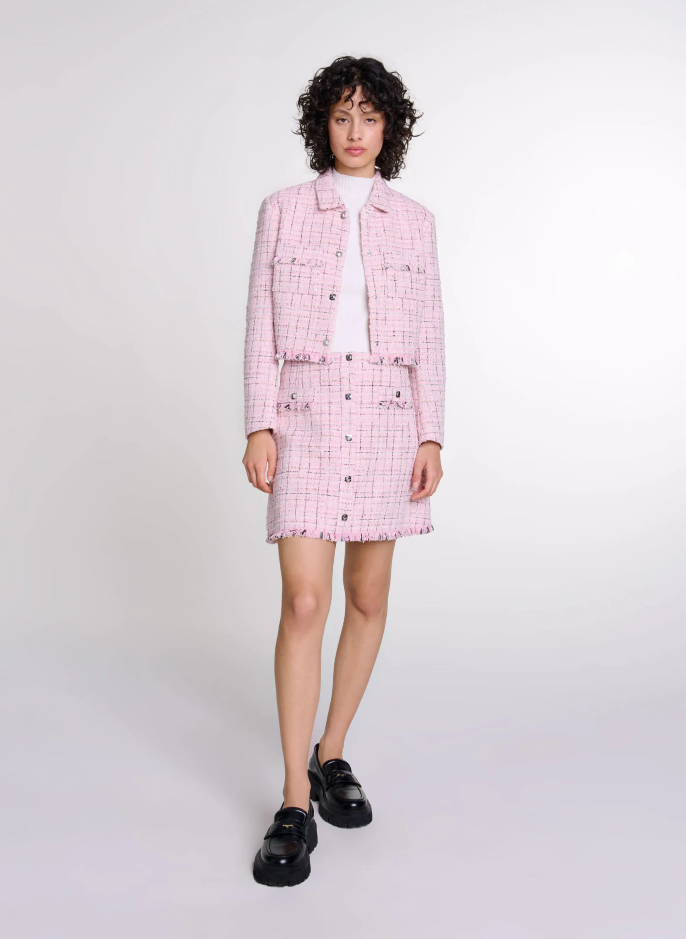 Cazadora de tweed en rosa