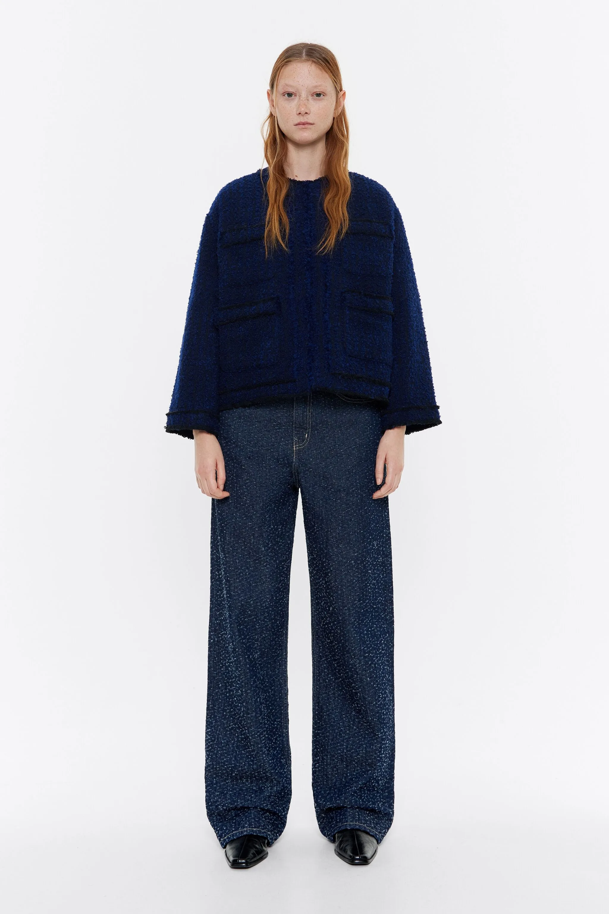 Cazadora tweed reversible marino