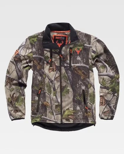 Cazadora workshell con estampado Camuflaje Bosque Verde
