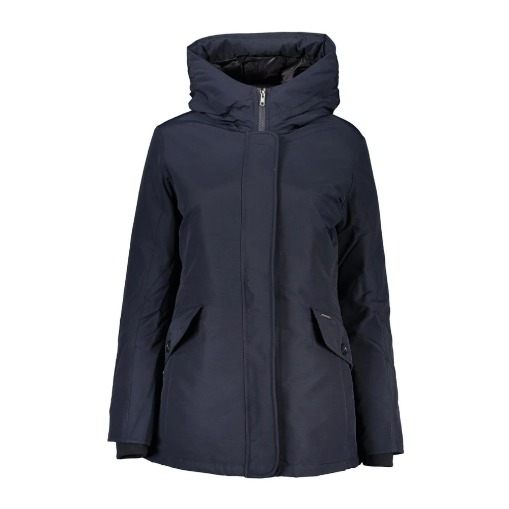 Chaqueta Azul con Capucha, Cremallera y Botone