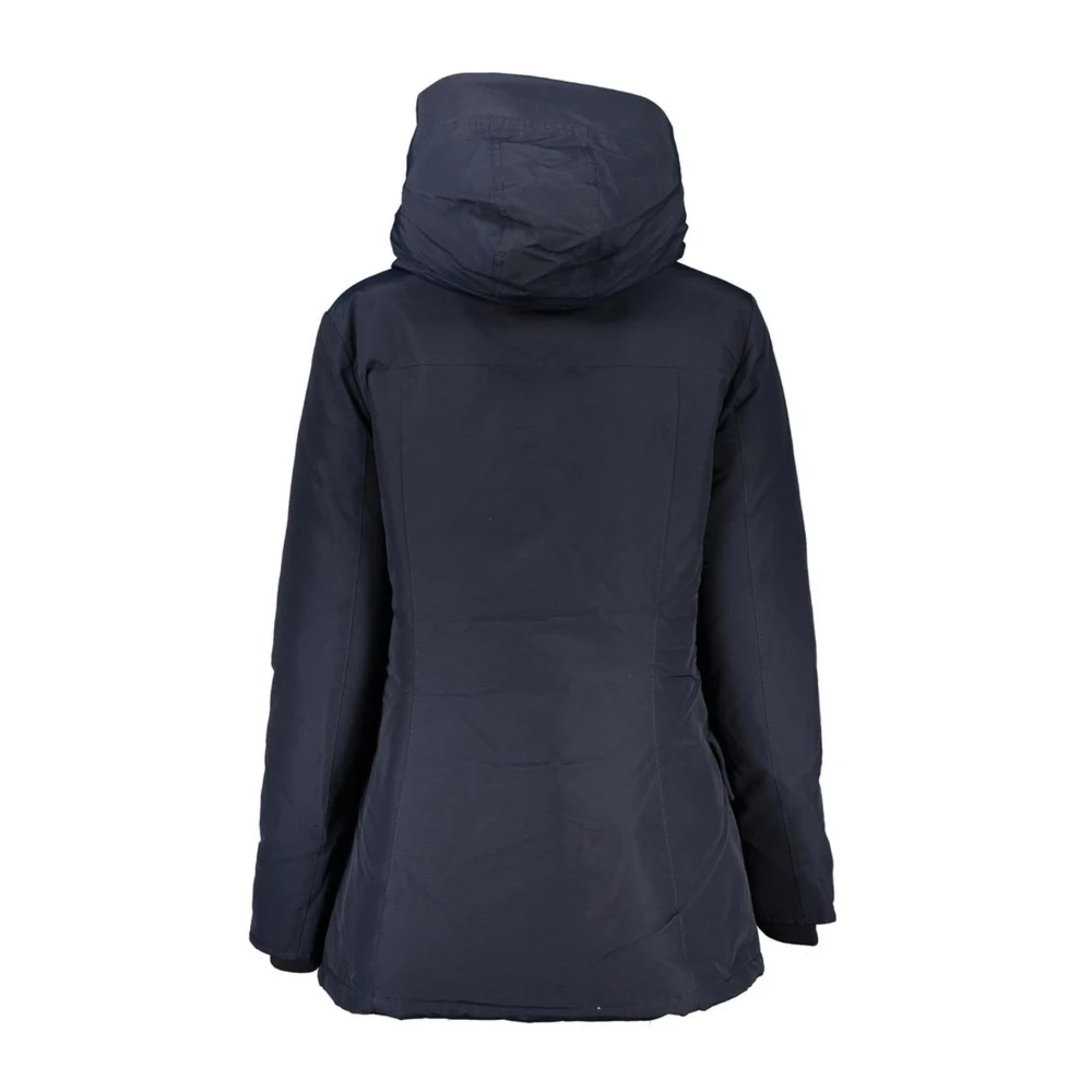 Chaqueta Azul con Capucha, Cremallera y Botone