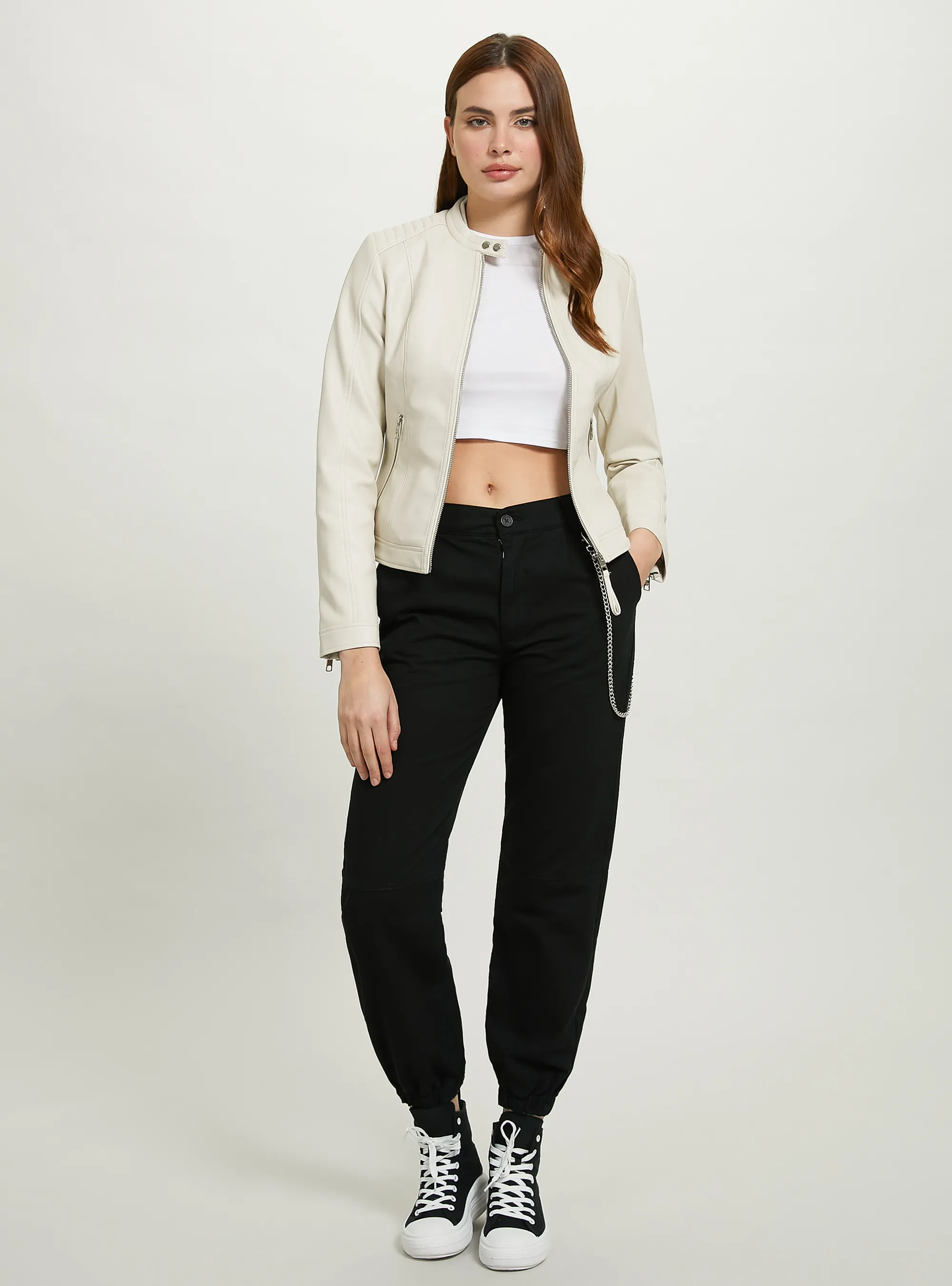 Chaqueta biker efecto piel