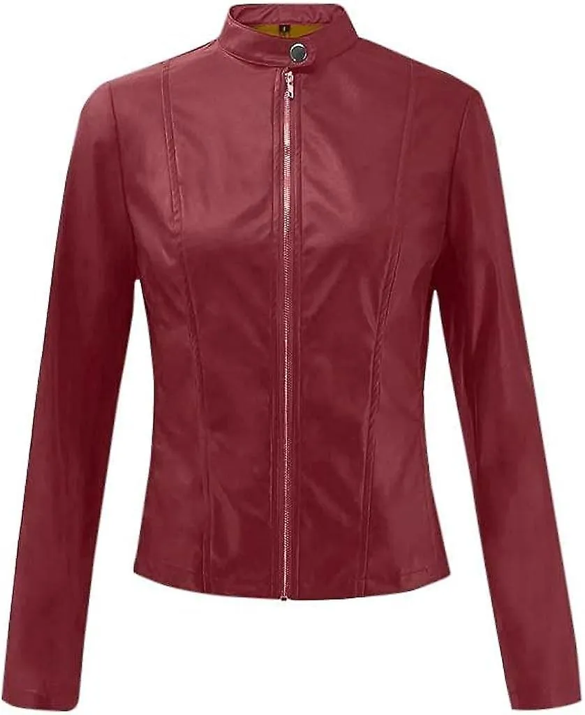 Chaqueta con cinturón de piel sintética para mujer