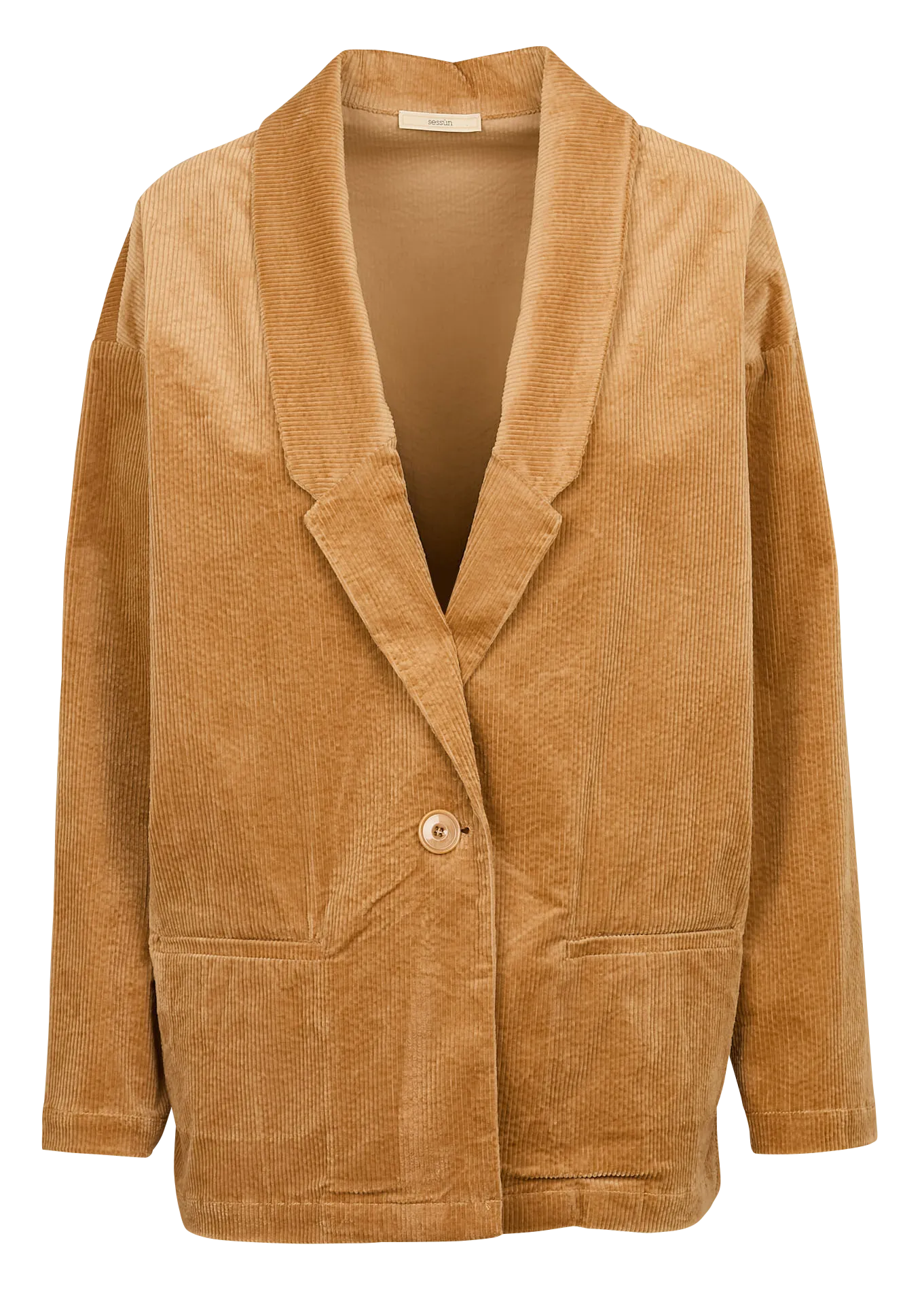 Chaqueta de mezcla de lana a rayas en beige