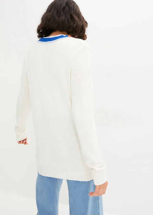 CHAQUETA DE PUNTO BLANCO CREMANARANJAAZUL áRTICO