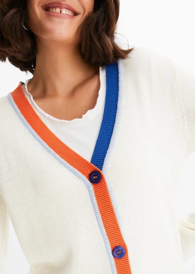 CHAQUETA DE PUNTO BLANCO CREMANARANJAAZUL áRTICO