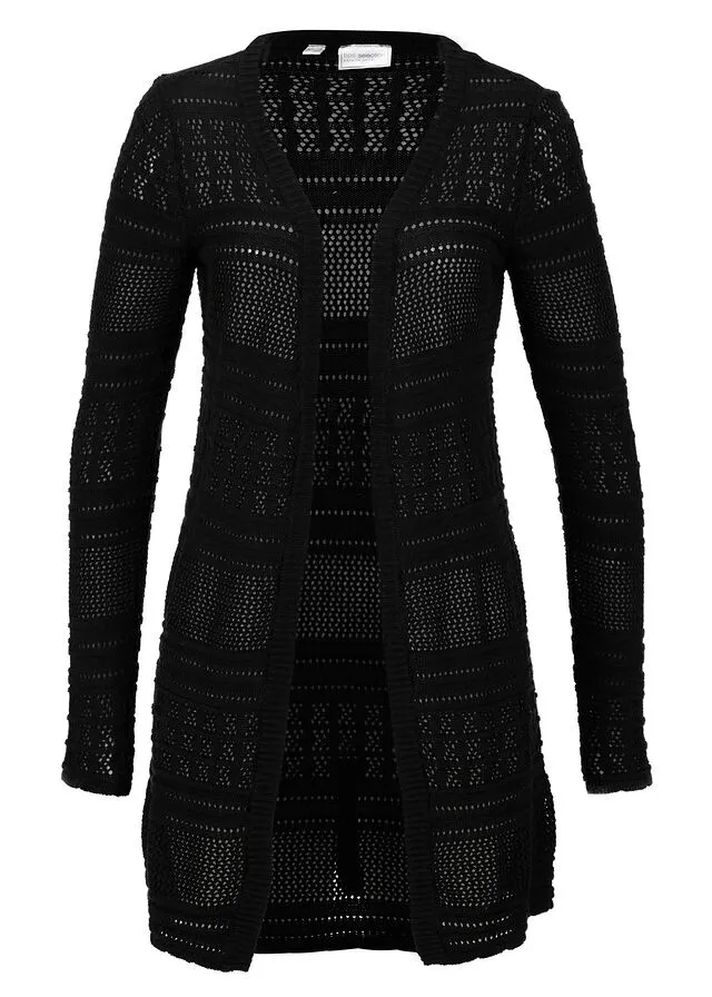 Chaqueta de punto con contenido de lino Negro