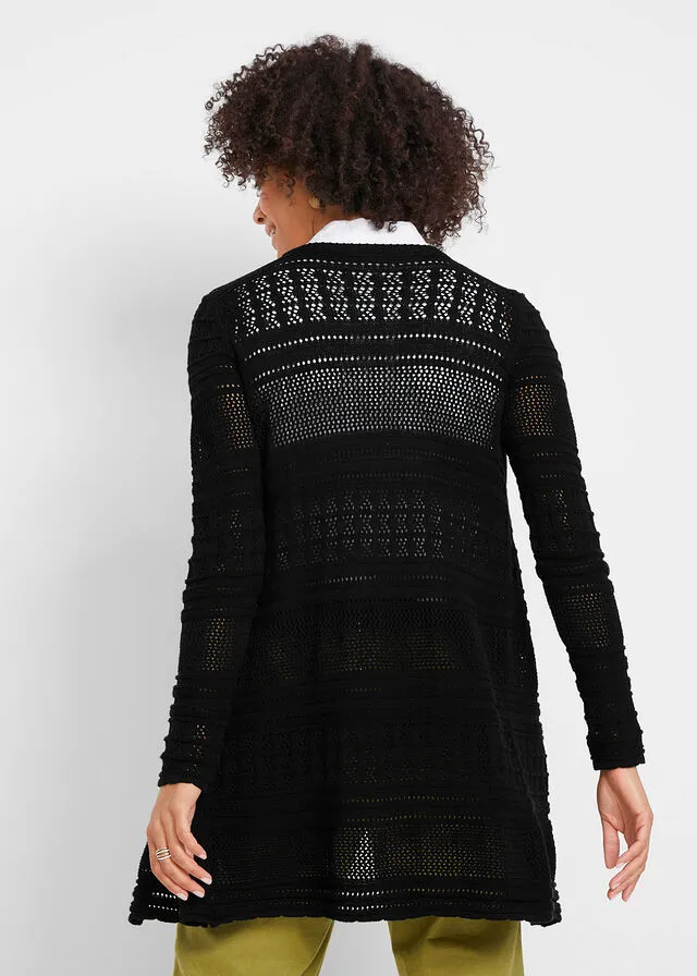 Chaqueta de punto con contenido de lino Negro