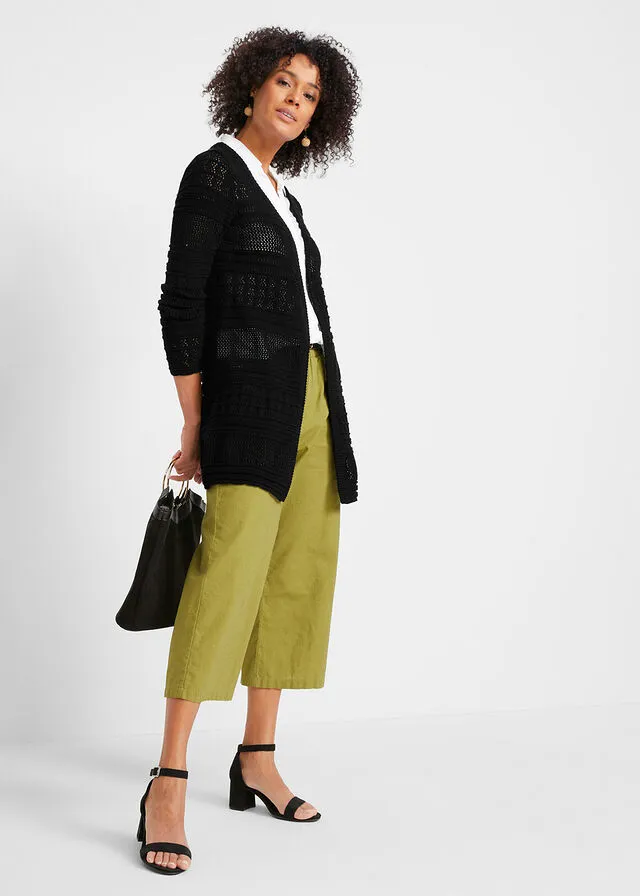 Chaqueta de punto con contenido de lino Negro