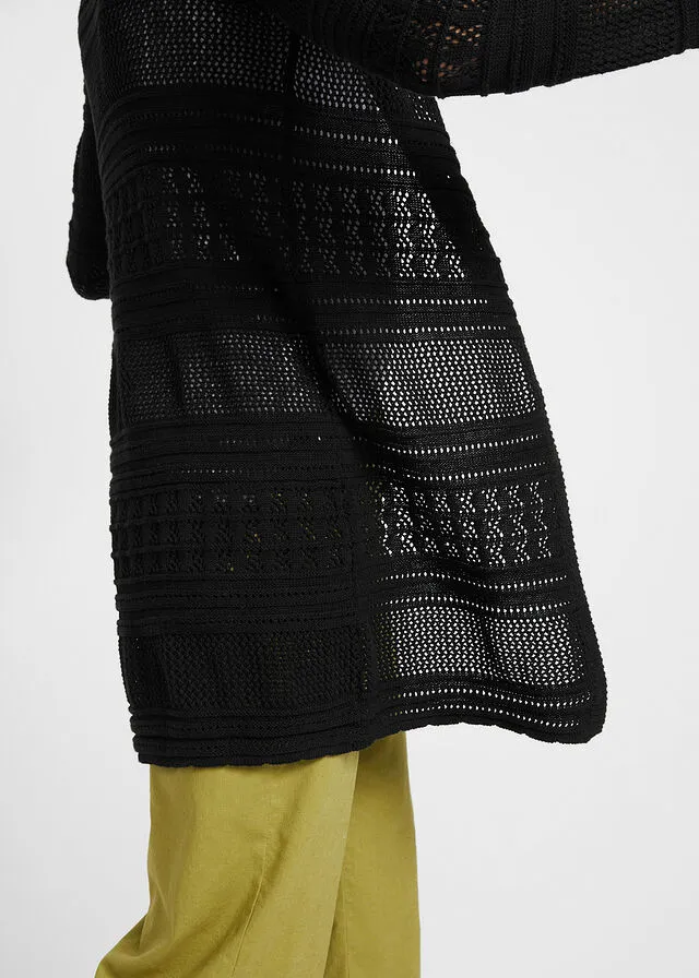 Chaqueta de punto con contenido de lino Negro