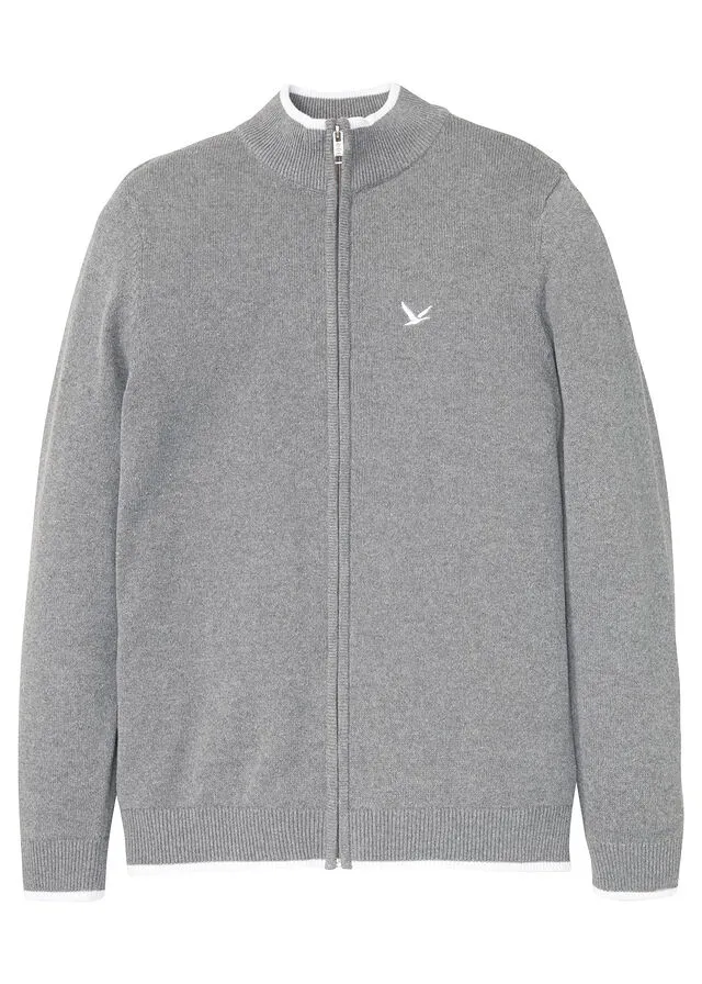 Chaqueta de punto con cuello alto de material reciclado Gris jaspeado