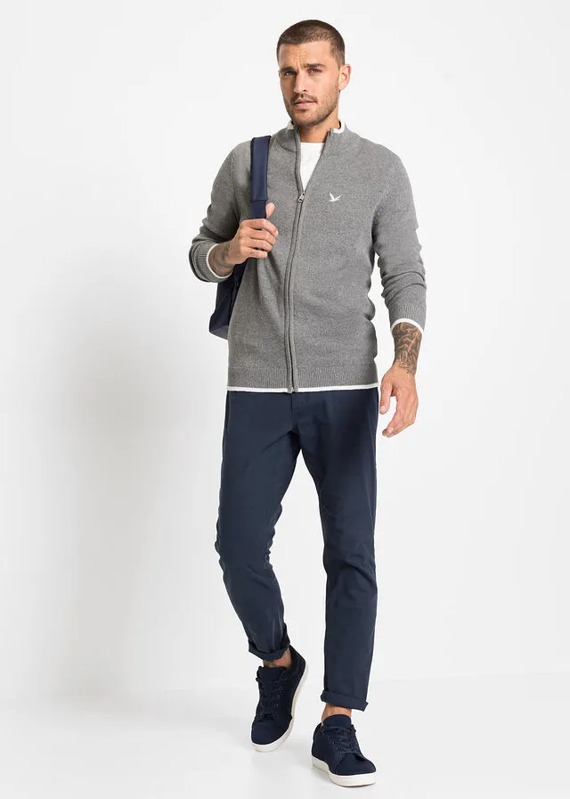 Chaqueta de punto con cuello alto de material reciclado Gris jaspeado