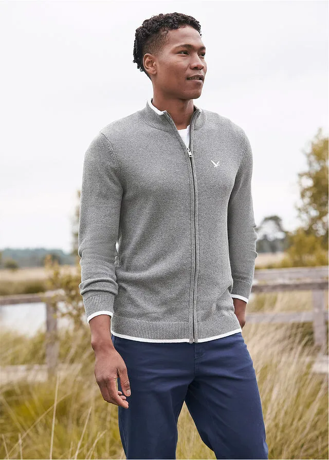 Chaqueta de punto con cuello alto de material reciclado Gris jaspeado