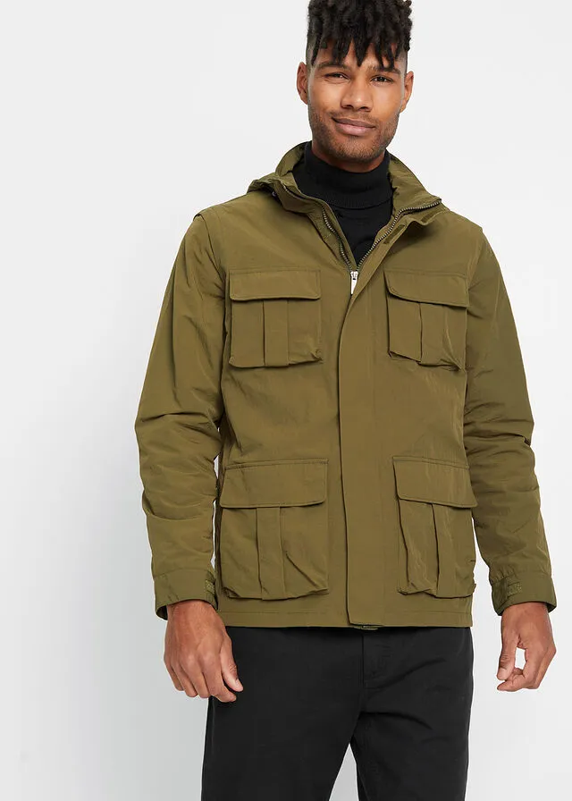 Chaqueta funcional 2 en 1 con mangas desmontables Verde oliva oscuro