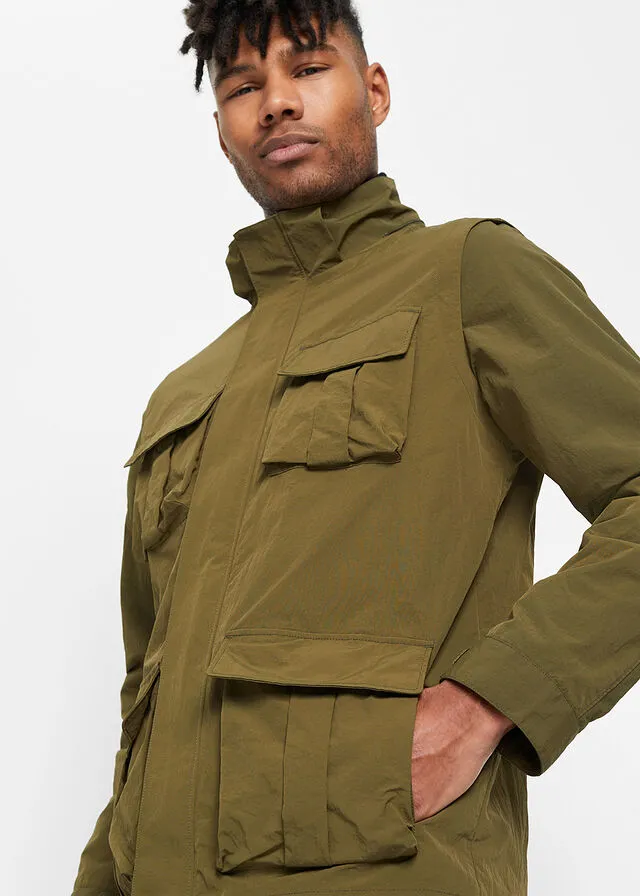 Chaqueta funcional 2 en 1 con mangas desmontables Verde oliva oscuro