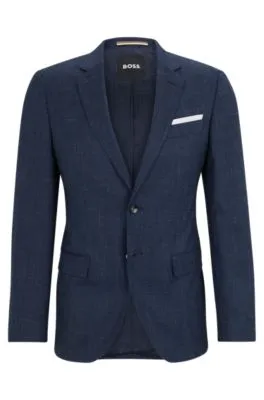 Chaqueta slim fit en lana virgen y lino