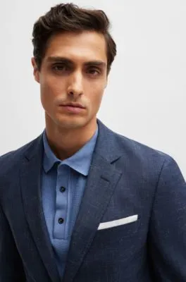 Chaqueta slim fit en lana virgen y lino