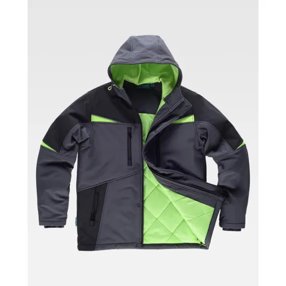 Chaqueta Workshell acolchada, tricolor, con detalles reflectantes y canesús WF2758