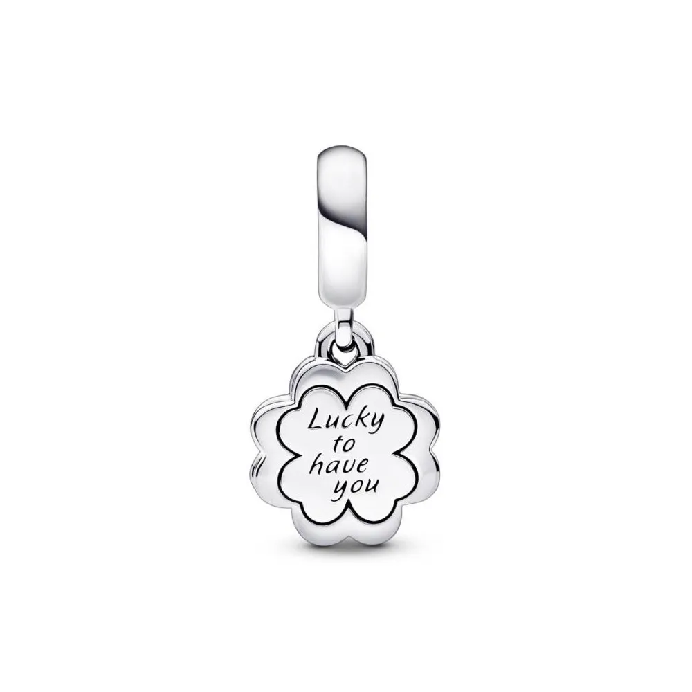 Charm Colgante Doble en plata de ley Trébol de Cuatro Hojas de la Amistad Pandora