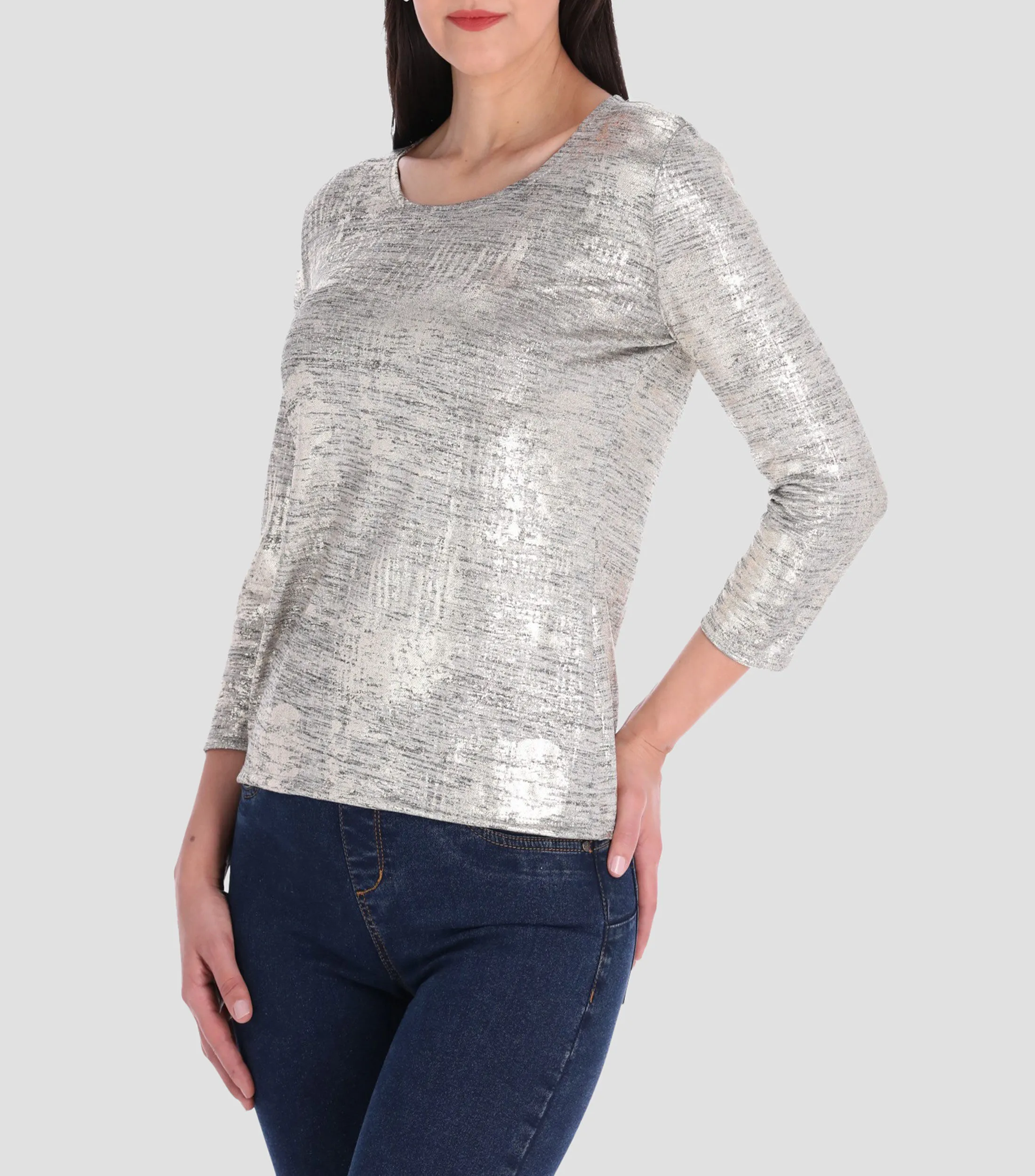 Charme Blusa en punto metálico manga 3,4 Petite Mujer
