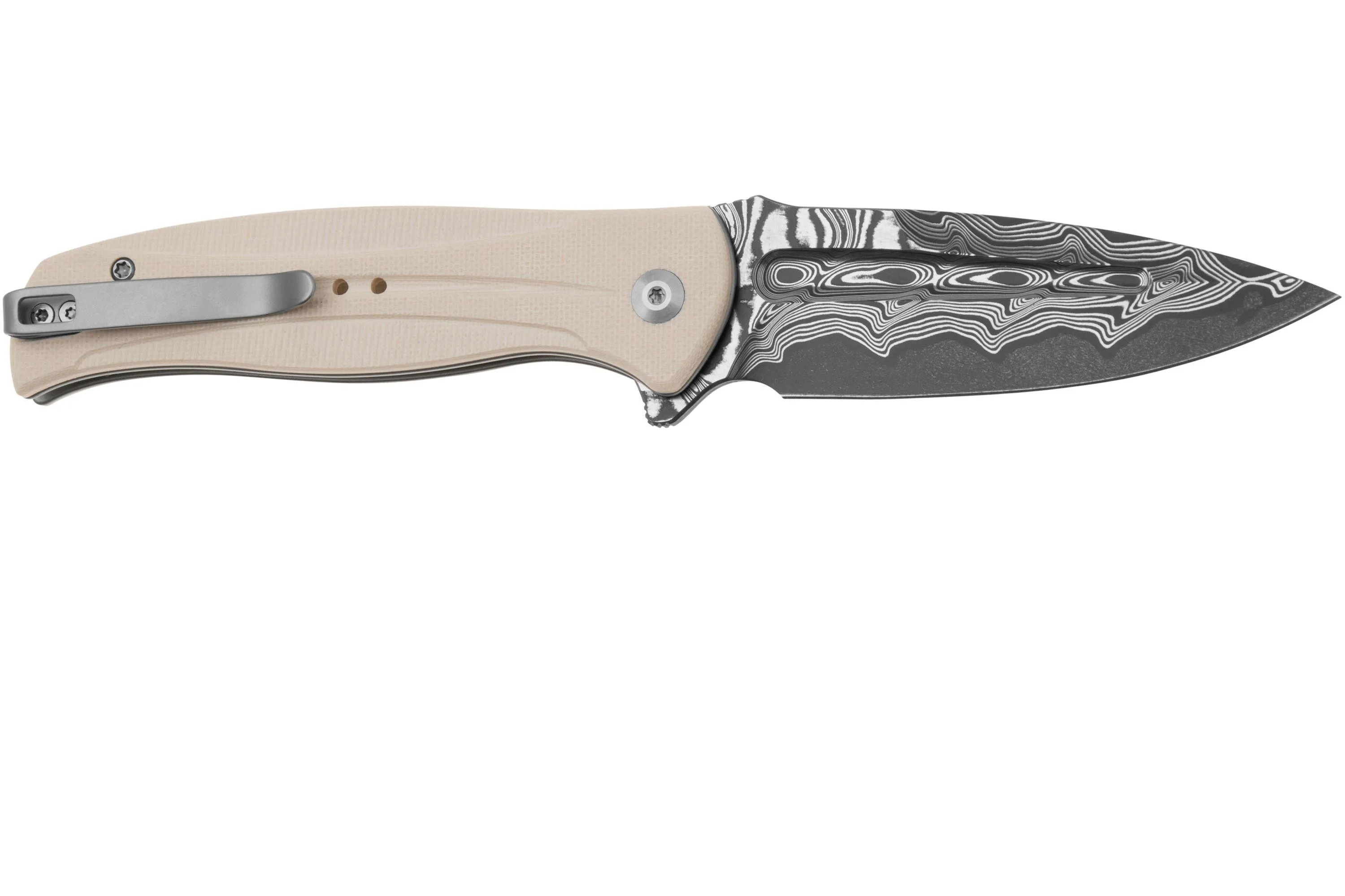 CIVIVI INCINDIE C23053DS1 DAMASCUS, IVORY G10, NAVAJA