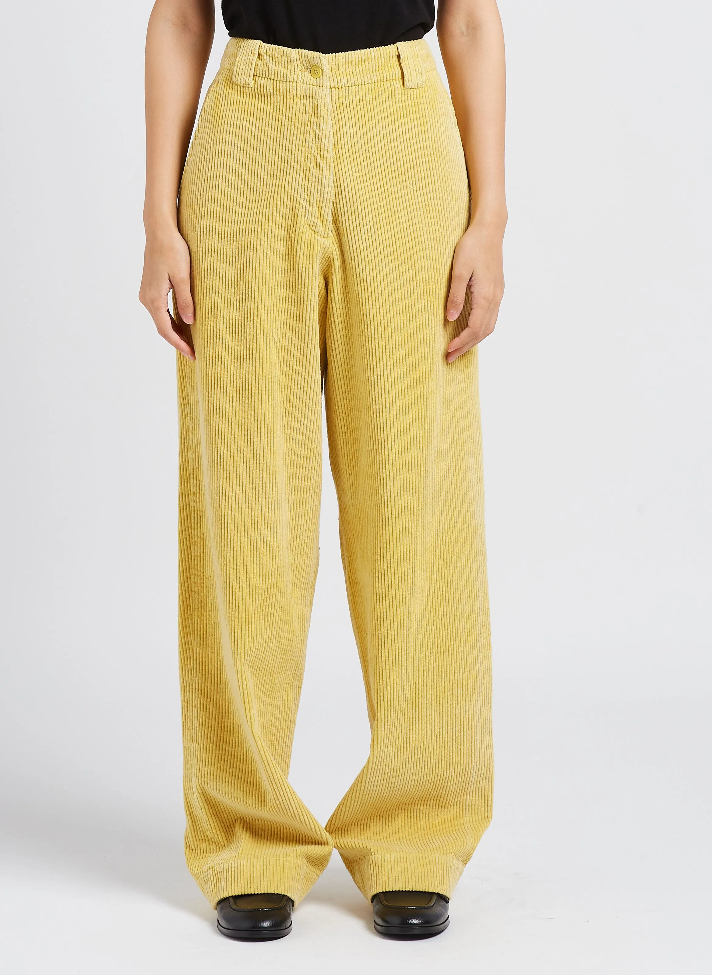 CLOCHE  PANTALóN ANCHO DE ALGODóN DE TALLE ALTO EN AMARILLO