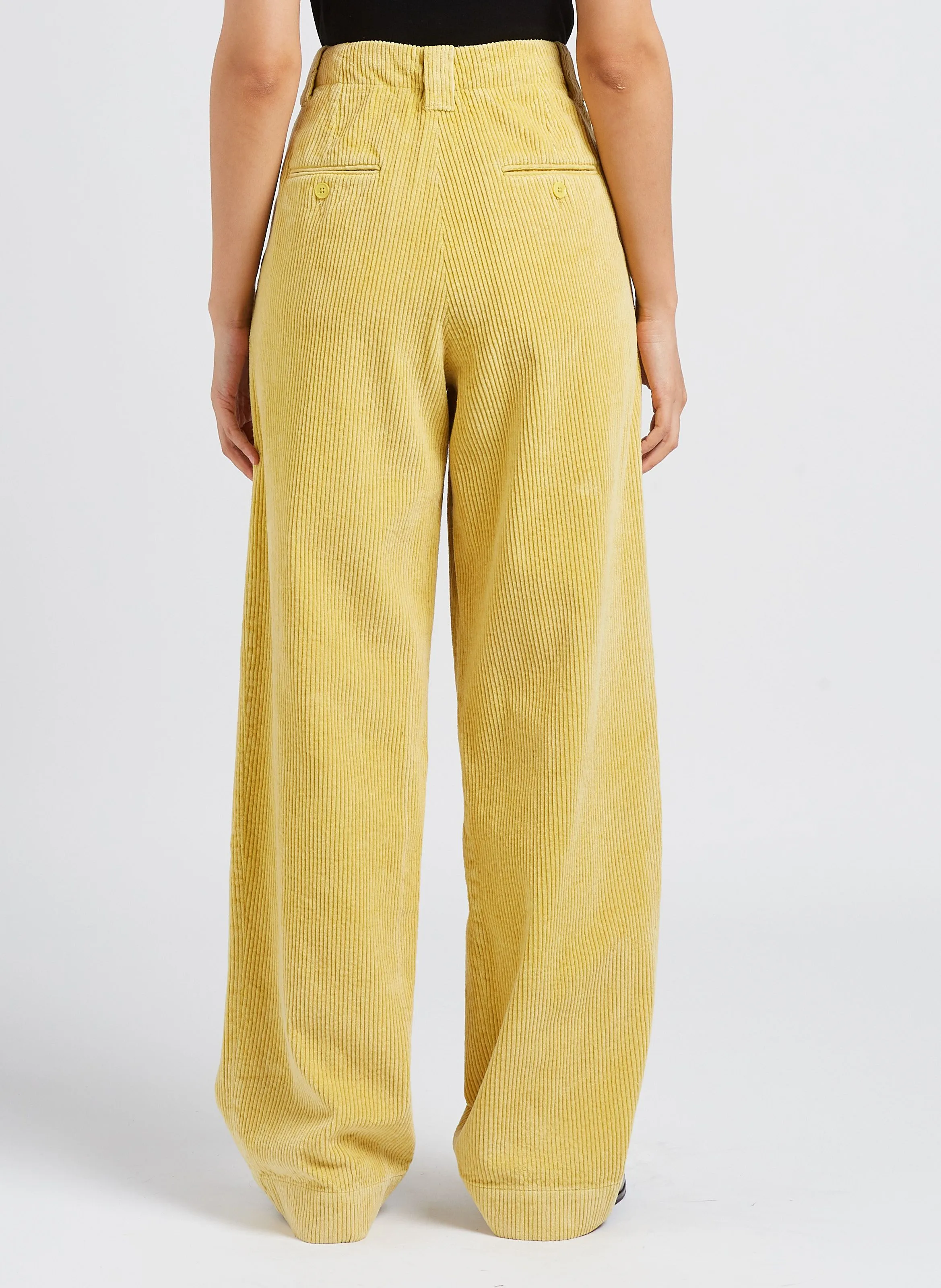 CLOCHE  PANTALóN ANCHO DE ALGODóN DE TALLE ALTO EN AMARILLO