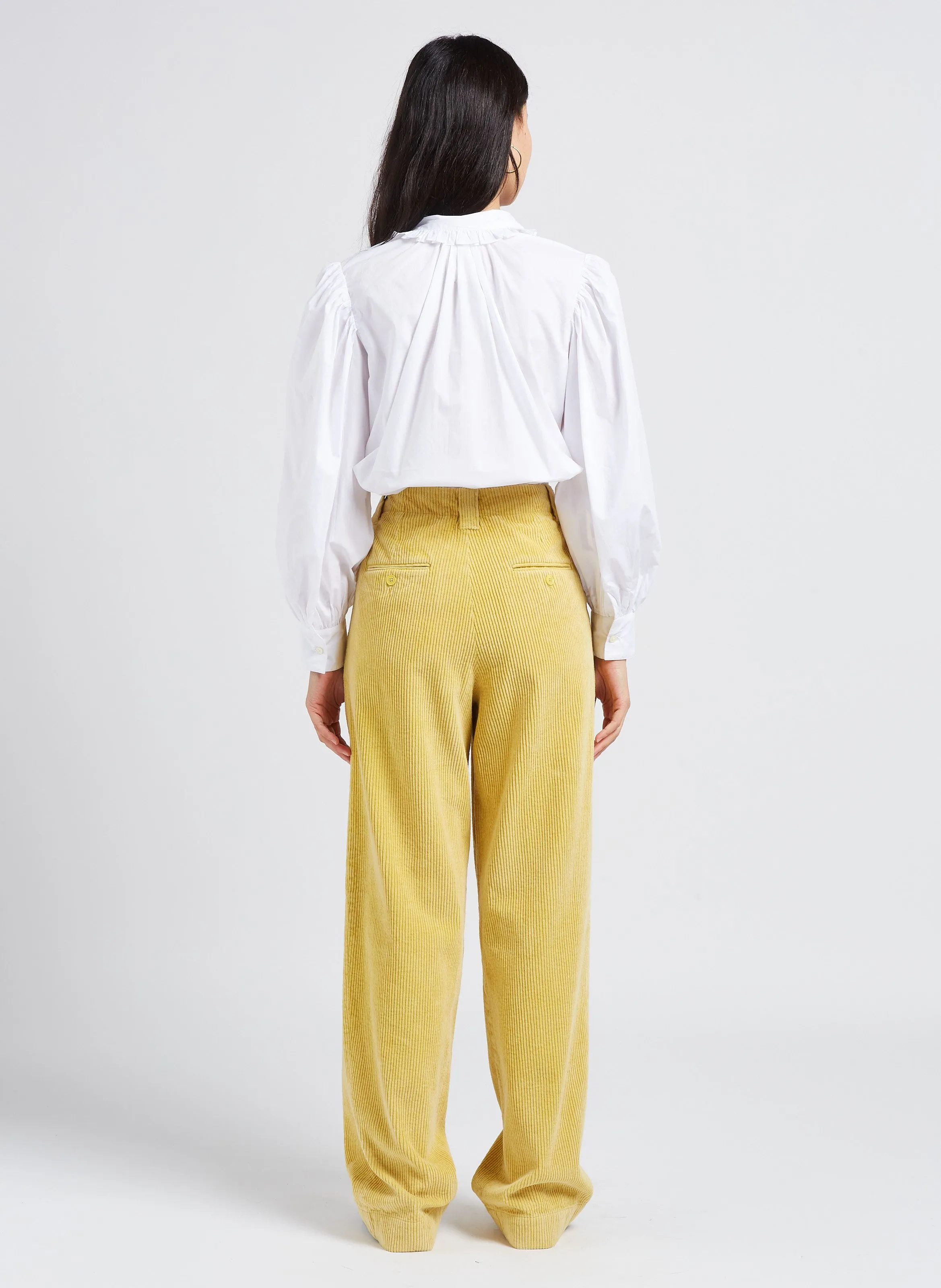 CLOCHE  PANTALóN ANCHO DE ALGODóN DE TALLE ALTO EN AMARILLO