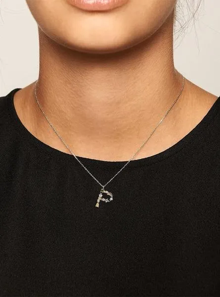 colgante p d paola  plata letra p piedras colores