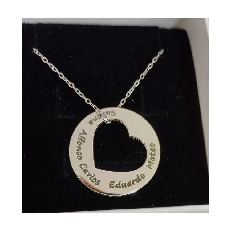 Colgante personalizado corazón calado plata de ley (cadena incluida)