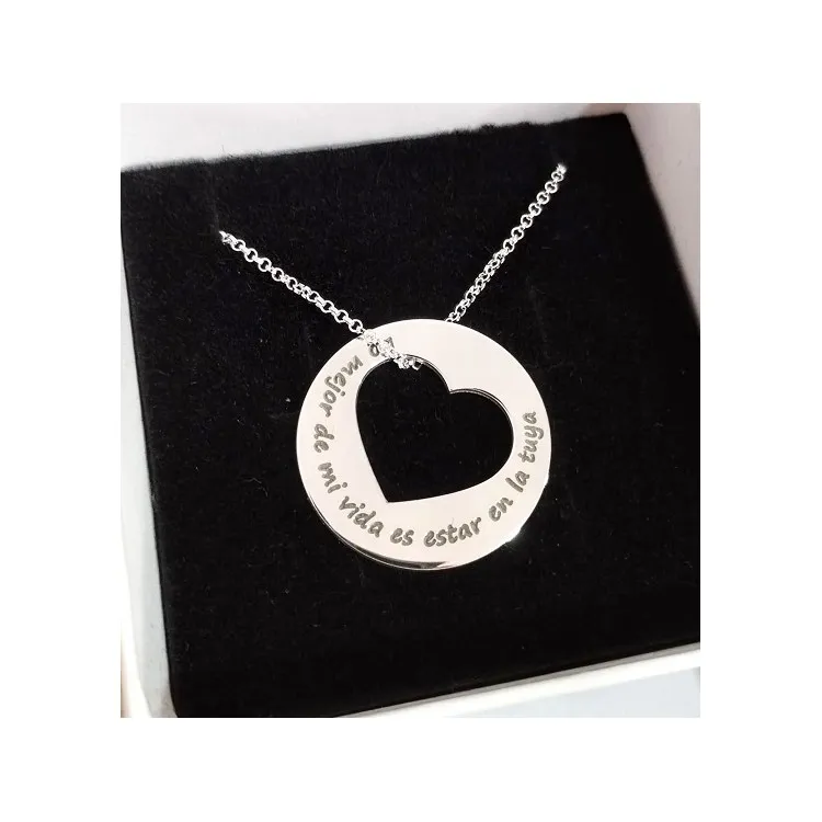 Colgante personalizado corazón calado plata de ley (cadena incluida)