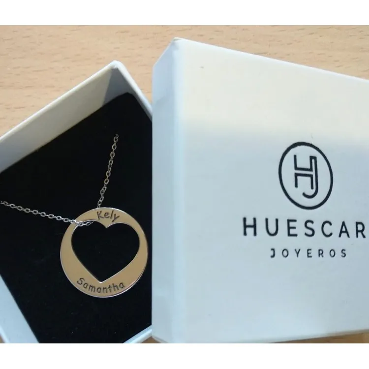 Colgante personalizado corazón calado plata de ley (cadena incluida)