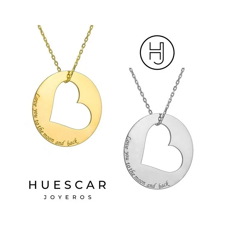 Colgante personalizado corazón calado plata de ley (cadena incluida)
