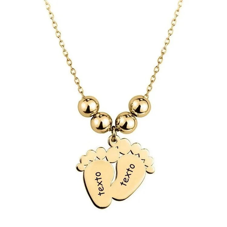 Collar personalizado pies en plata de ley bañado rodio/ oro