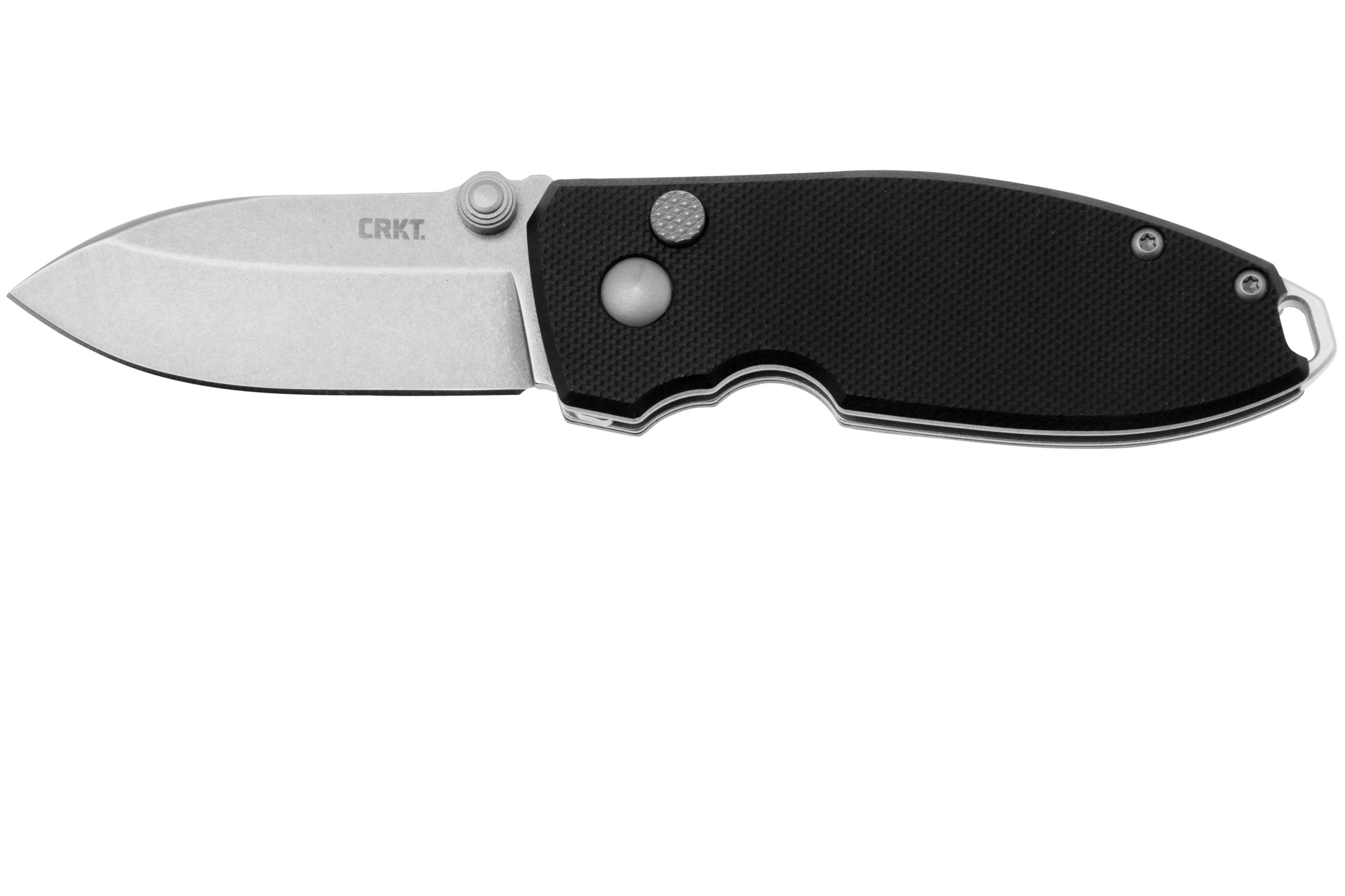 CRKT Squid Button Lock 2474 Stonewashed D2, Black G10, navaja, Lucas Burnley design