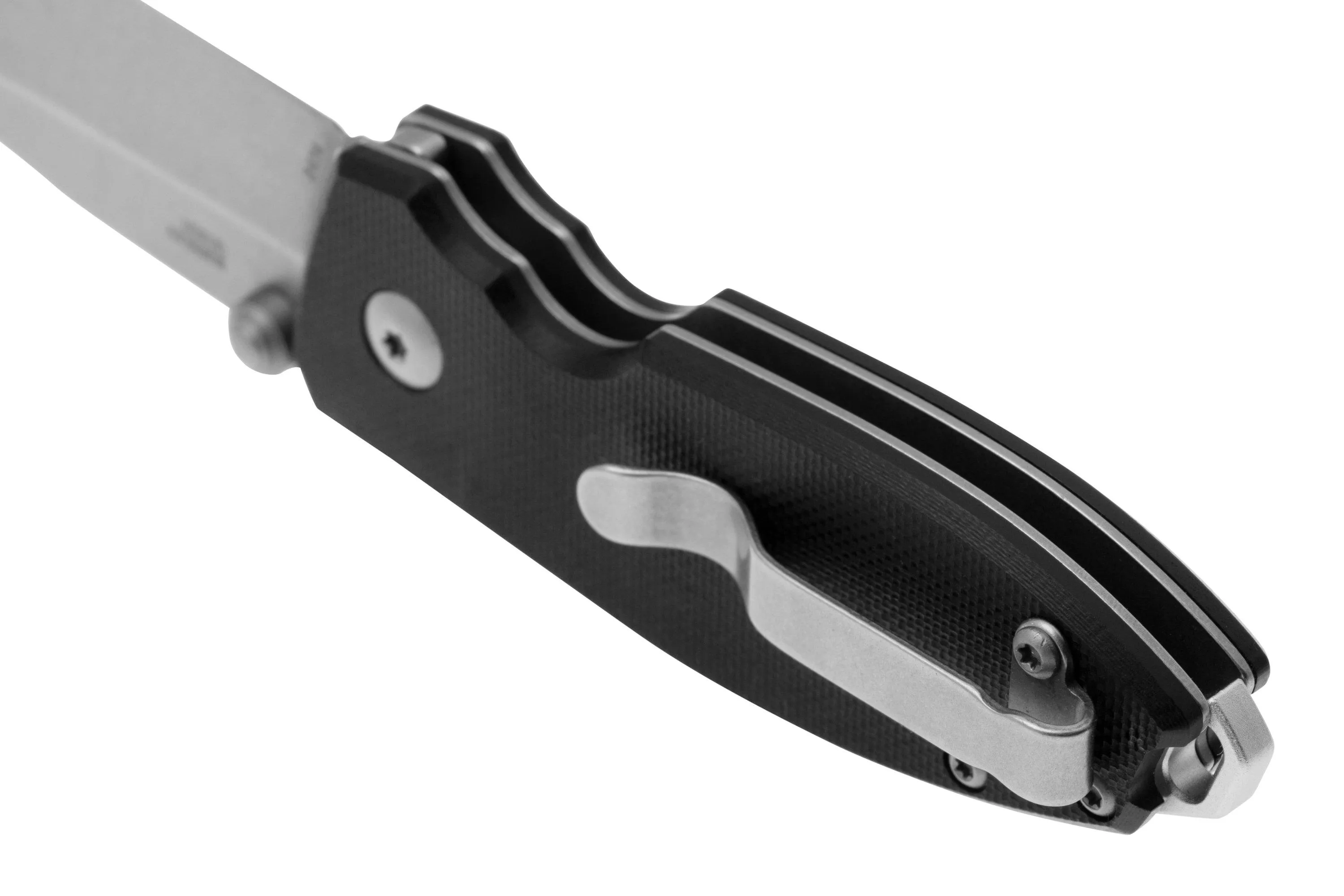 CRKT Squid Button Lock 2474 Stonewashed D2, Black G10, navaja, Lucas Burnley design