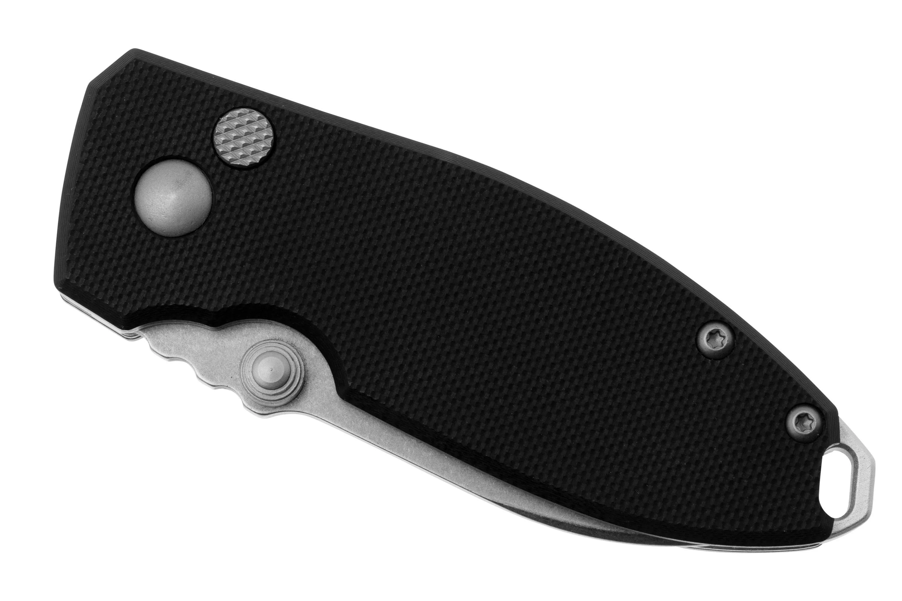 CRKT Squid Button Lock 2474 Stonewashed D2, Black G10, navaja, Lucas Burnley design
