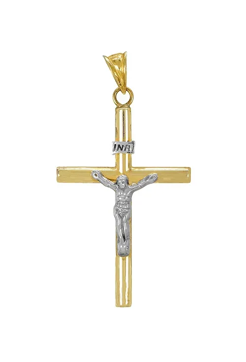 CRUZ DE PLATA LAMINADO ORO CON CRISTO 243_94000107