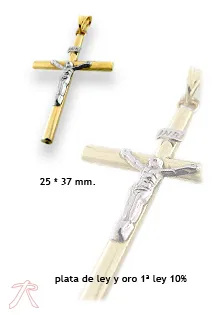 CRUZ DE PLATA LAMINADO ORO CON CRISTO 243_94000107