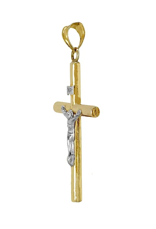 CRUZ DE PLATA LAMINADO ORO CON CRISTO 243_94000107