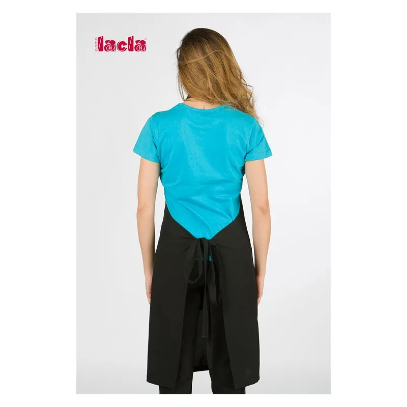 DELANTAL CON PETO NEGRO DE POLIéSTER CON 3 BOLSILLOS  LACLA