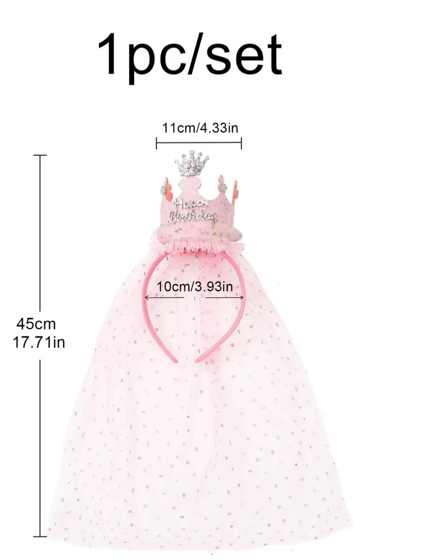 Diadema de Corona Rosa con Tul para Niñas