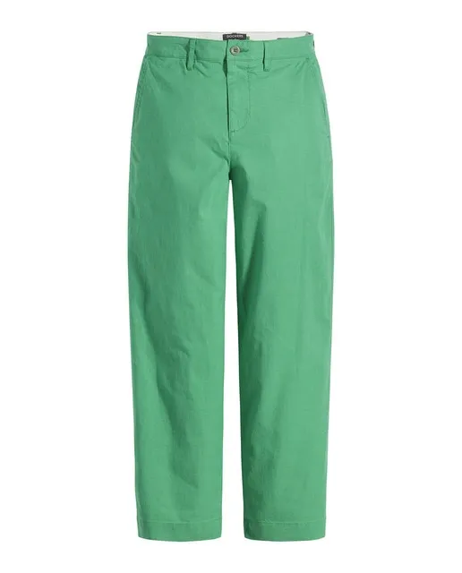 Dockers Pantalón chino de mujer con cintura alta pierna ancha y largo hasta el tobillo Tejido ligero de algodón y lino