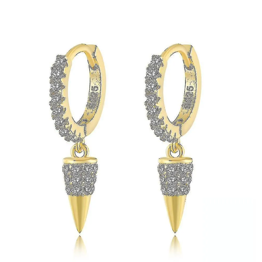Ear Studs Geometry Golden S925 Rhinestone Ear Clips Earrings For Birthday Gift