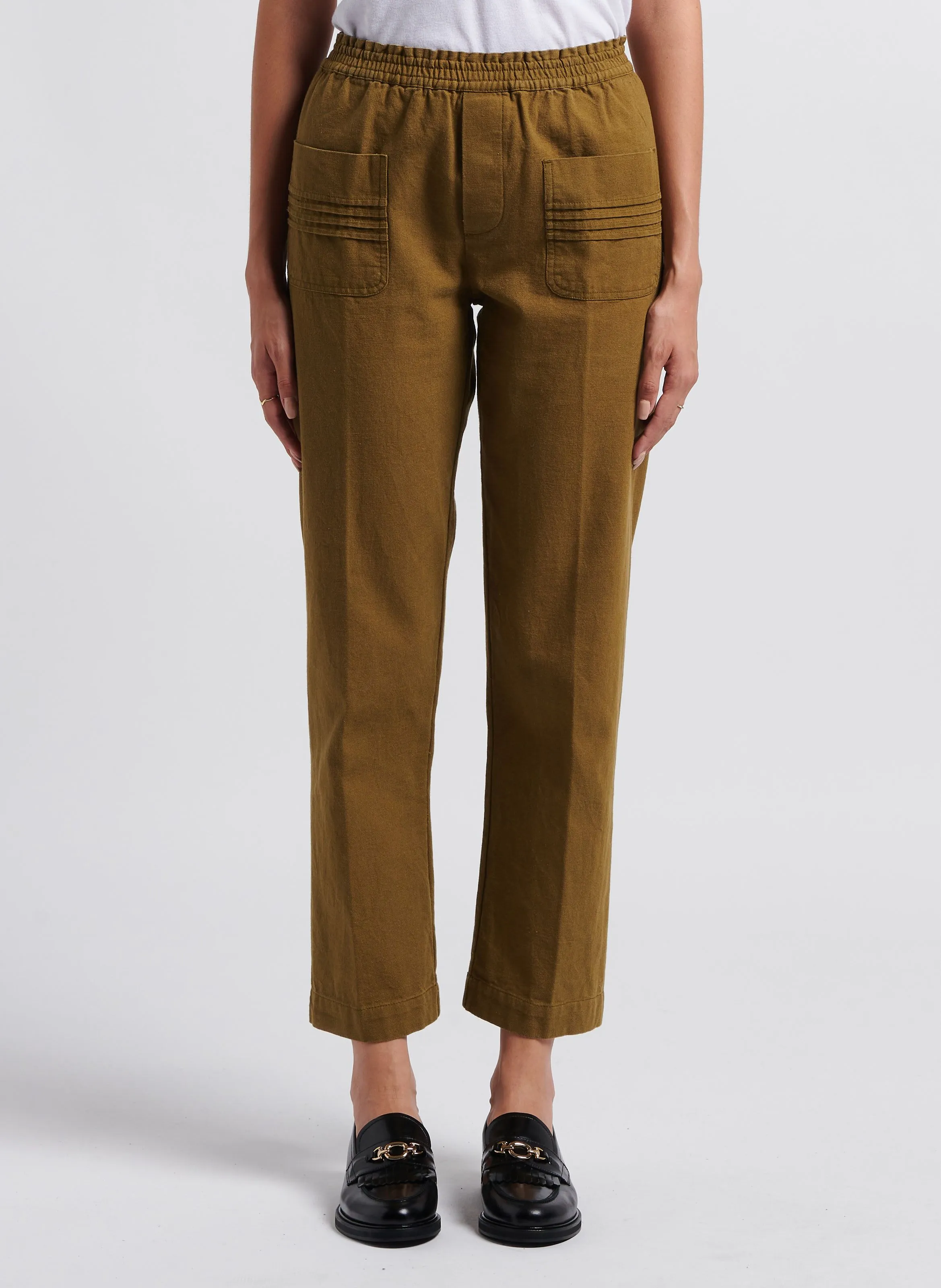ERNEST  PANTALóN RECTO DE ALGODóN EN CAQUI