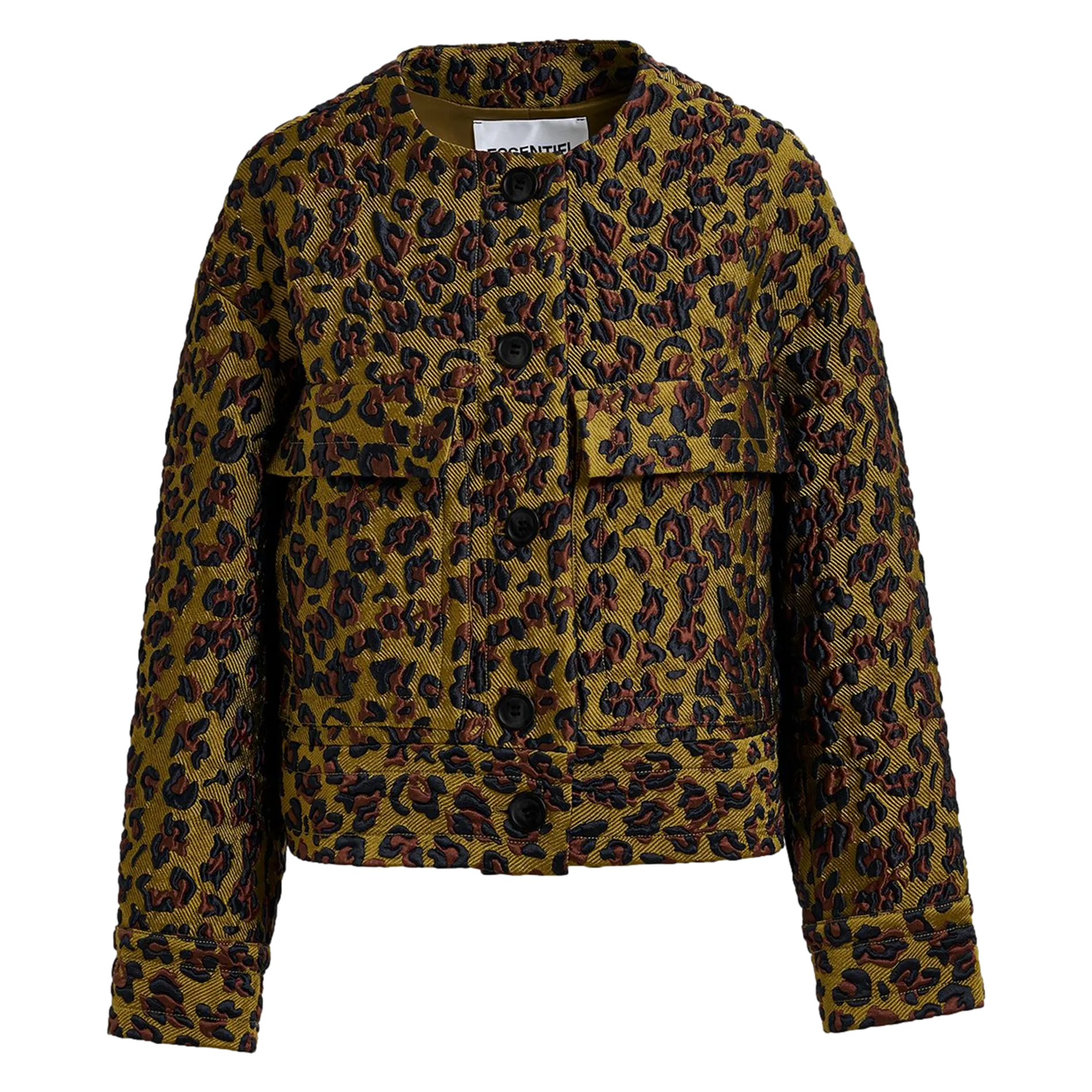 ESSENTIEL ANTWERP GALLANT2  CHAQUETA DE CUELLO CLáSICO AMPLIO EN JACQUARD ESTAMPADO EN VERDE
