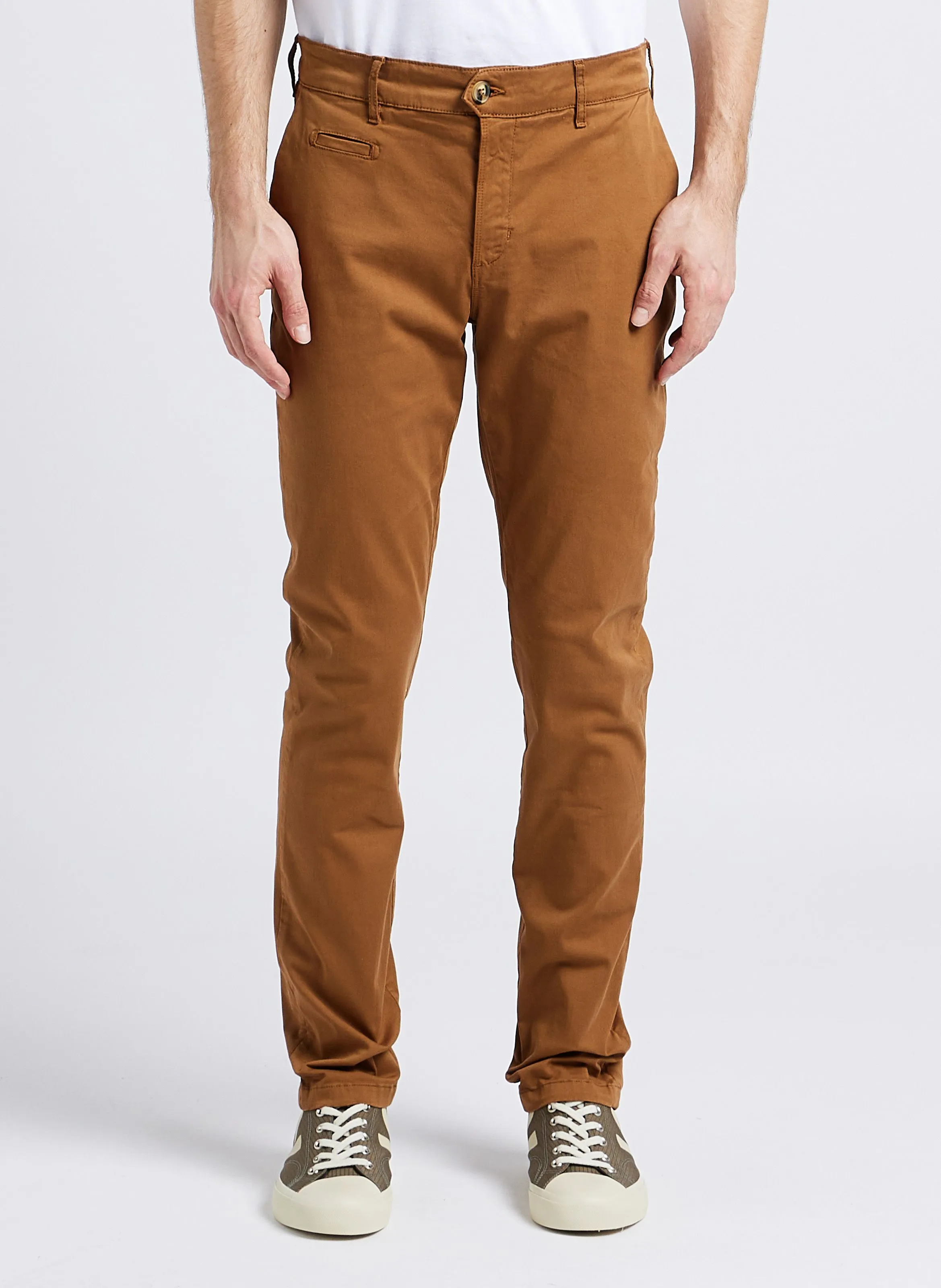 FAGUO BRIX  PANTALóN CHINO SLIM DE MEZCLA DE ALGODóN ORGáNICO EN MARRON