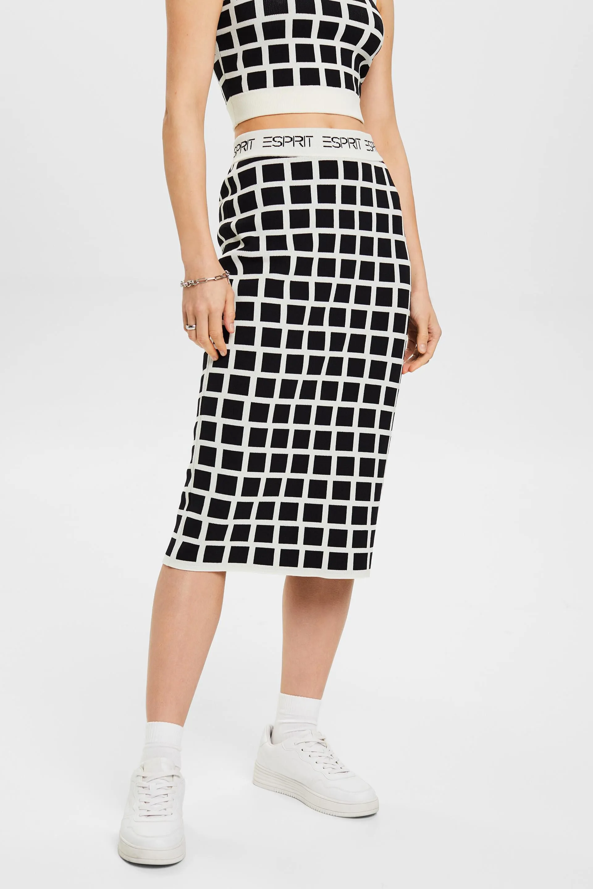 Falda midi jacquard con logotipo